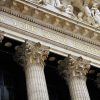 The facade of the New York Stock Exchange, depicted here, is a designated National Historic Landmark