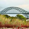 Early Fall colors in the dunes beautifully frame the Captree Bridge as it spans over the Great South