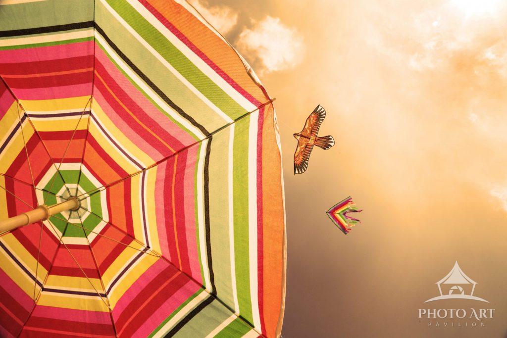 Umbrellas and Kites Beach Life Photo Art Pavilion