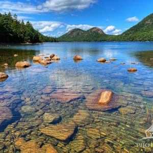 A perfect, peaceful afternoon at Jordan Pond in Acadia National Park in Desert Island, Maine.