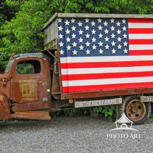 This truck has seen its better days. Now it’s permanently in the parking lot of a local farm as a
