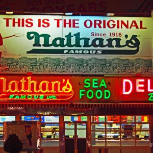 The Original Nathan's Famous at night