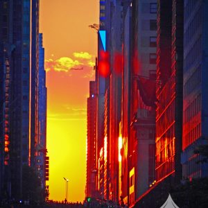 Setting sun over 42nd Street