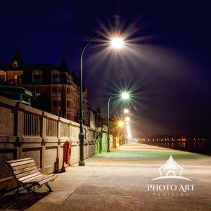 Early morning walk along the boardwalk on the ocean at Saint Malo, France.