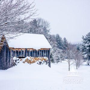 Stocked and ready for the fireplace! This woodshed in Ludlow, Vermont is filled to the brim with