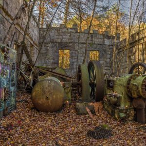 Ruins of an abandoned industrial facility