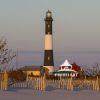 Fire Island Light from the Beach 62 There used to be dunes protecting the lighthouse from the ocean, now all we have is storm fencing.