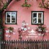 Pink House - Hallstatt, Austria 86 Pink house with butterfly garden in Hallstatt, Austria.