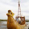 Totora Boat - Lake Titicaca 19 A typical totora boat made out of reeds in Lake Titicaca, on the Bolivian and Peruvian border.