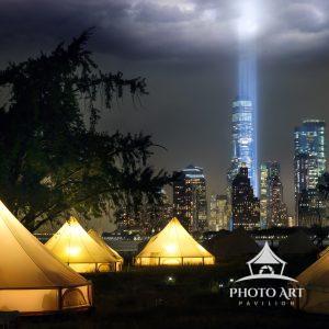 Overnight 82 Tribute in Light, World Trade Center Memorial in Lower Manhattan, taken from Governor's Island.