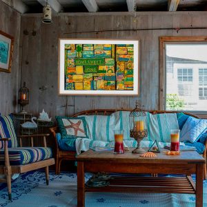 This Image consists of a composite of two different images. The Living Room of a friend living on