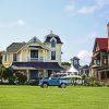 Martha’s Vineyard Living 115 Blue Truck and houses in Oak Bluffs, Marthas Vineyard.