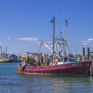 Montauk fishing boat at rest after a long day of work off Montauk Point.