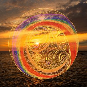 Mandala design 'Freedom' flows with a waterscape. Nature photography combined with spiritual art