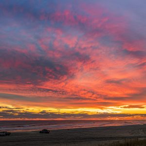 A spectacular sunset to watch. The clouds were perfect to produce the "sky on fire" look and the
