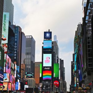 Samsung Flamingo Digital billboard at center of Times Square, NYC.