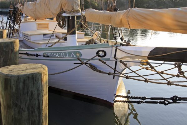 The Sloop Priscilla tied up after a day on the bay