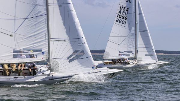 Etchells appear to be effortlessly beating to windward.
