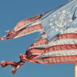 Tattered vintage American Flag