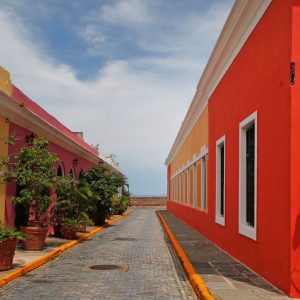 Very vibrant and colorful street of Old San Juan, Puerto Rico.