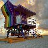 Rainbow Lifeguard Tower 114 This lifeguard was very colorful.