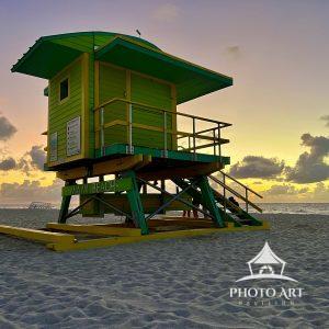 Green Lifeguard Tower 102 I was able to capture this lifeguard tower just after sunrise.