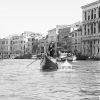 Gondolier on the Grand Canal – Venice 30 Gondolier with his gondola approaching from the Grand Canal of Venice, Italy. B&W.