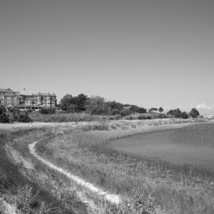 Harbor View Hotel waterside, Edgartown, Martha's Vineyard. B&W