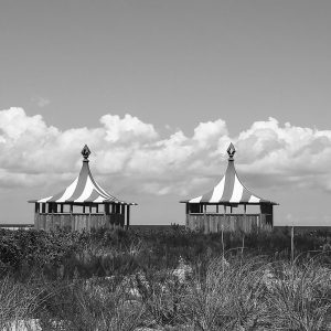Beach huts of CHAPPAQUIDDICK BEACH CLUB, Martha's Vineyard.