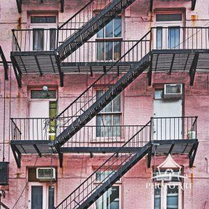 Pink bulidling – Lower eastside Manhattan 109 Pink building with outside staircases in lower eastside Manhattan, NYC.