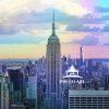 Rainbow clouds over the Empire State Building 39 Rainbow Clouds over the Empire State Building and midtown Manhattan with the Freedom Tower in the