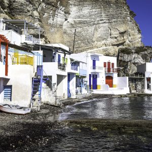 The colorful houses of the seaside village of Klima, located on the island of Milos.