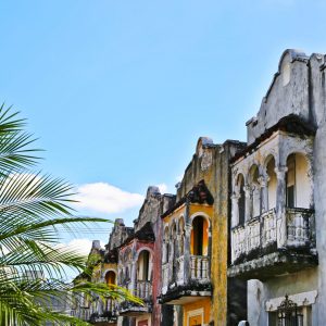 The pretty, pastel, facades of abandonded homes in Merida, Mexico. Still architectully impressive