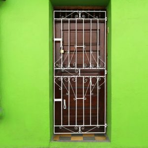 Vivid Green facade of home in Cartagena, Colombia,