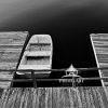 Just one boat B&W 43 This boat was framed between two piers.