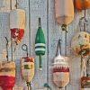 Buoys Everywhere 90 A variety of buoys hanging off a shed. Point Lookout, NY.