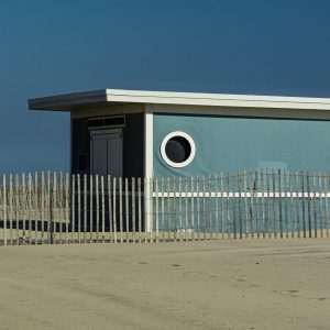 A closed for the season beach umbrella stand on  Jones Beach.