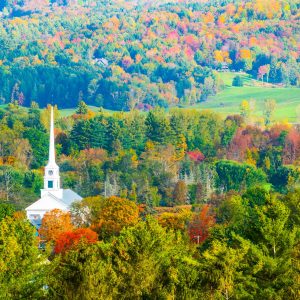 Stowe Community Church can be seen from many locations, heights and angles from around the village.
