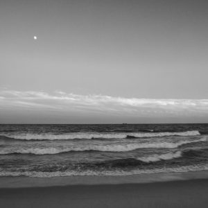 I converted this sunset photo into black and white to allow the moon to pop a bit. It kind of got