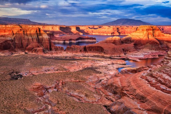 Sunset at an overlook of Lake Powell at the Arizona-Utah border.