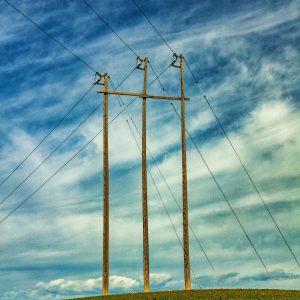 Hey, why not? The graphic lines of these utility poles and wires set against the beautiful blue sky