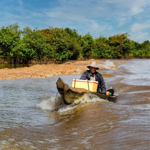The Tonle Sap River and Tonle Sap Lake, the largest freshwater body of water in Southeast Asia, are
