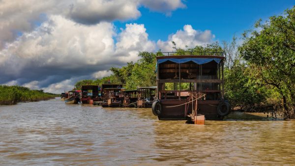 The Tonle Sap River and Tonle Sap Lake, the largest freshwater body of water in Southeast Asia, are