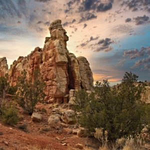 Sunset at the "Little Garden of the Gods" outside Santa Fe, NM.