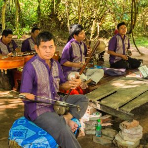 We encountered this band of disabled musicians playing traditional Cambodian music near the south