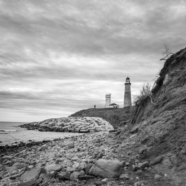 Walking south towards the Montauk Point Lighthouse back in April. The overcast sky adds to the magic