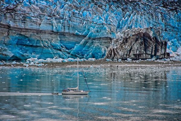 Image taken from cruise ship.  We weren't the only ship viewing the glacier!