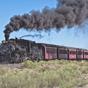 Cumbres & Toltec steam engine leaving the station.