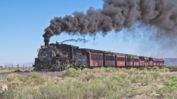 Cumbres & Toltec steam engine leaving the station.