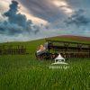 Farming equipment in field.